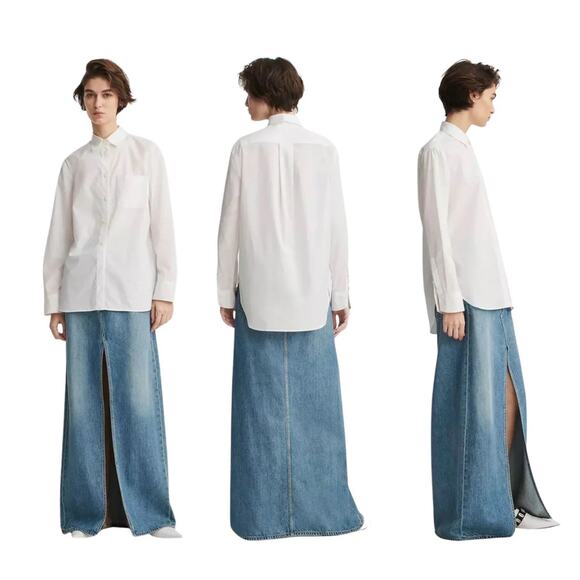 rag & bone Avery Featherweight Denim Maxi Skirt in Beverlys Raw Hem size 29 - Picture 5 of 16